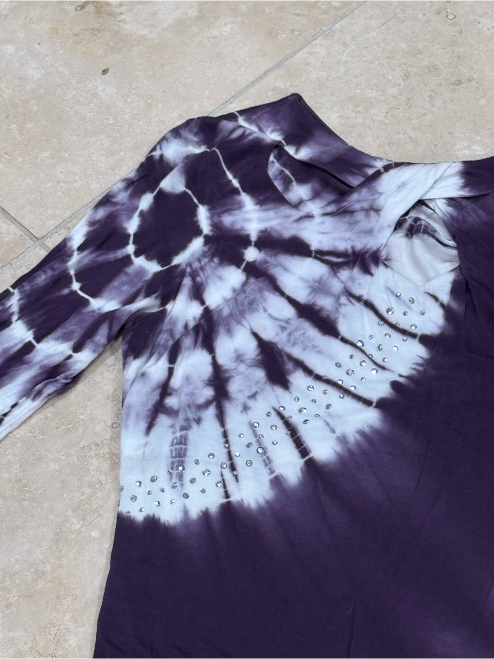 INC Purple Tie-Dye Long Sleeve Top - Picture 2 of 4